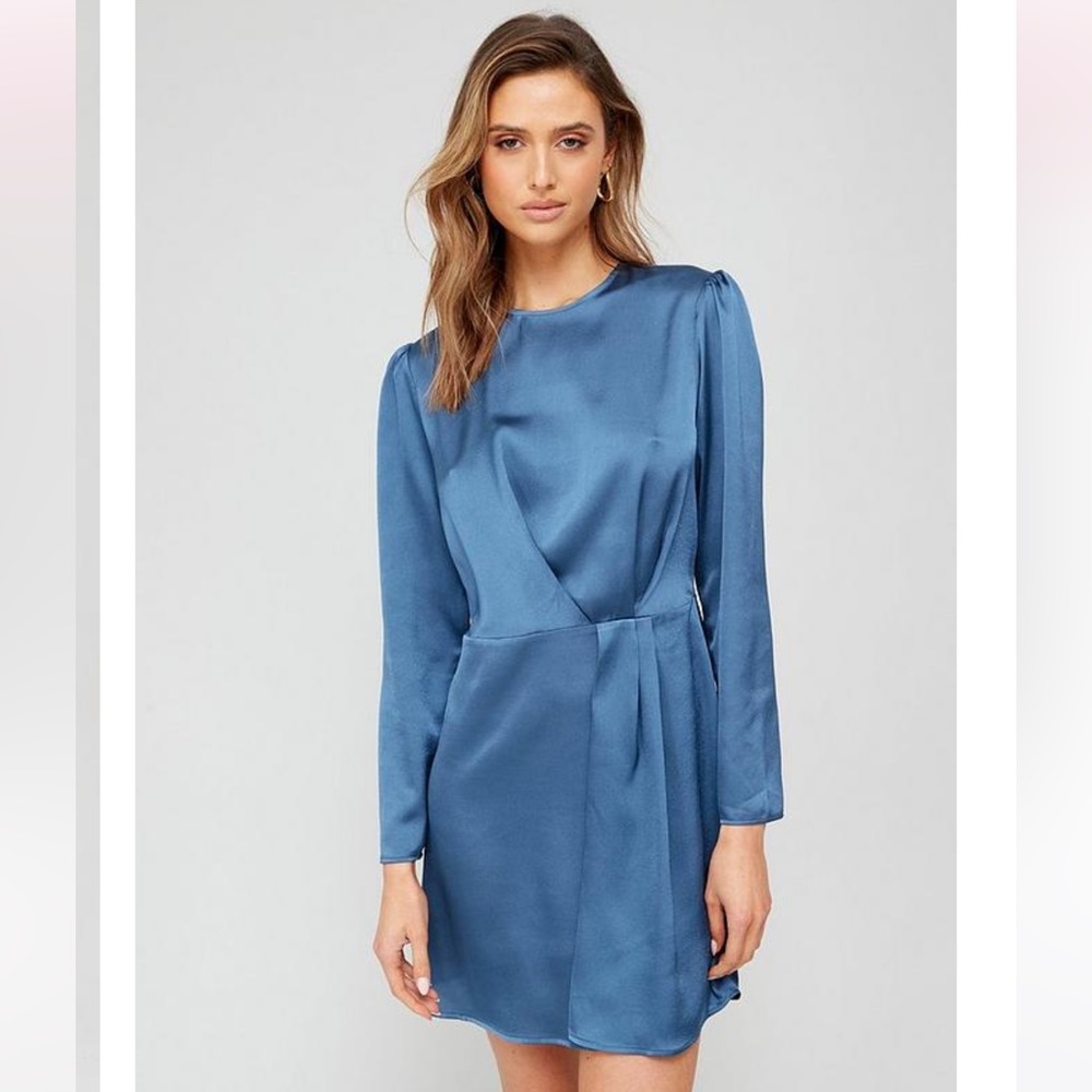 Mango blue satin dress size medium